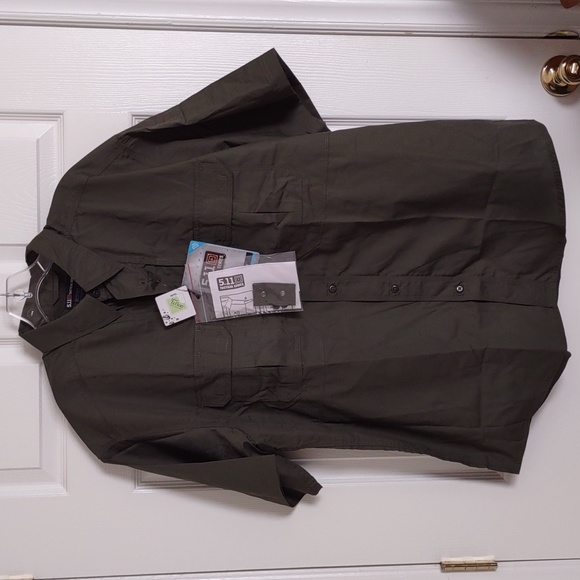 NWT 5.11 Tactical Large Tdu Green Teflon Short Sleeve Button Taclite Pro Shirt - Picture 1 of 15